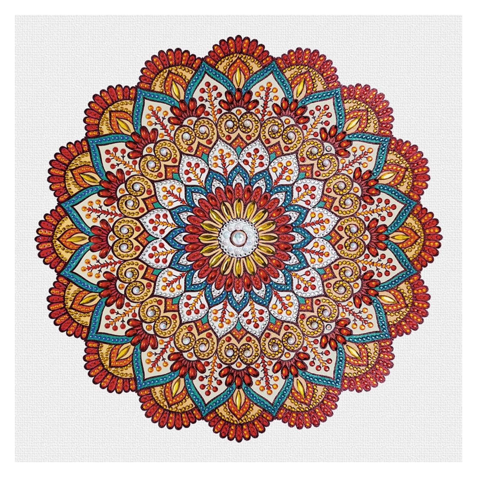 Diamantové malování - mandala červenomodrá